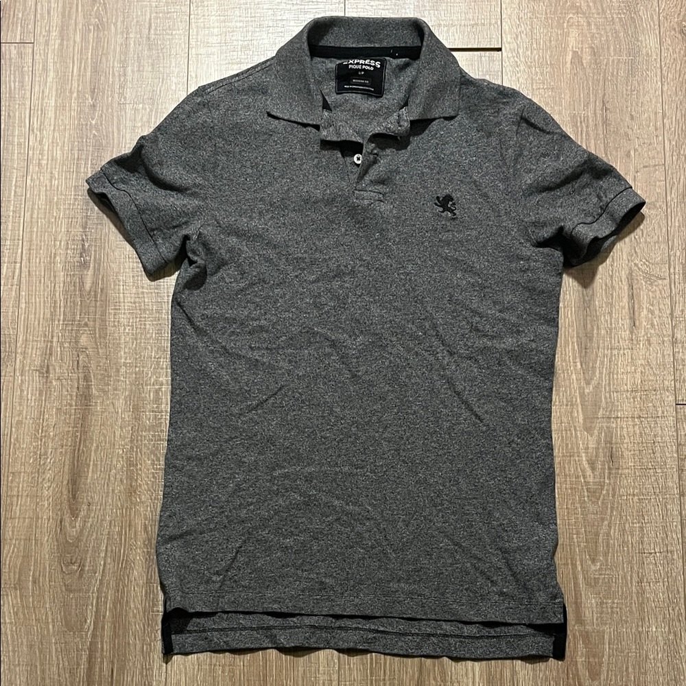 Men’s Express Pique Charcoal Polo Black Marbled Shirt Size S